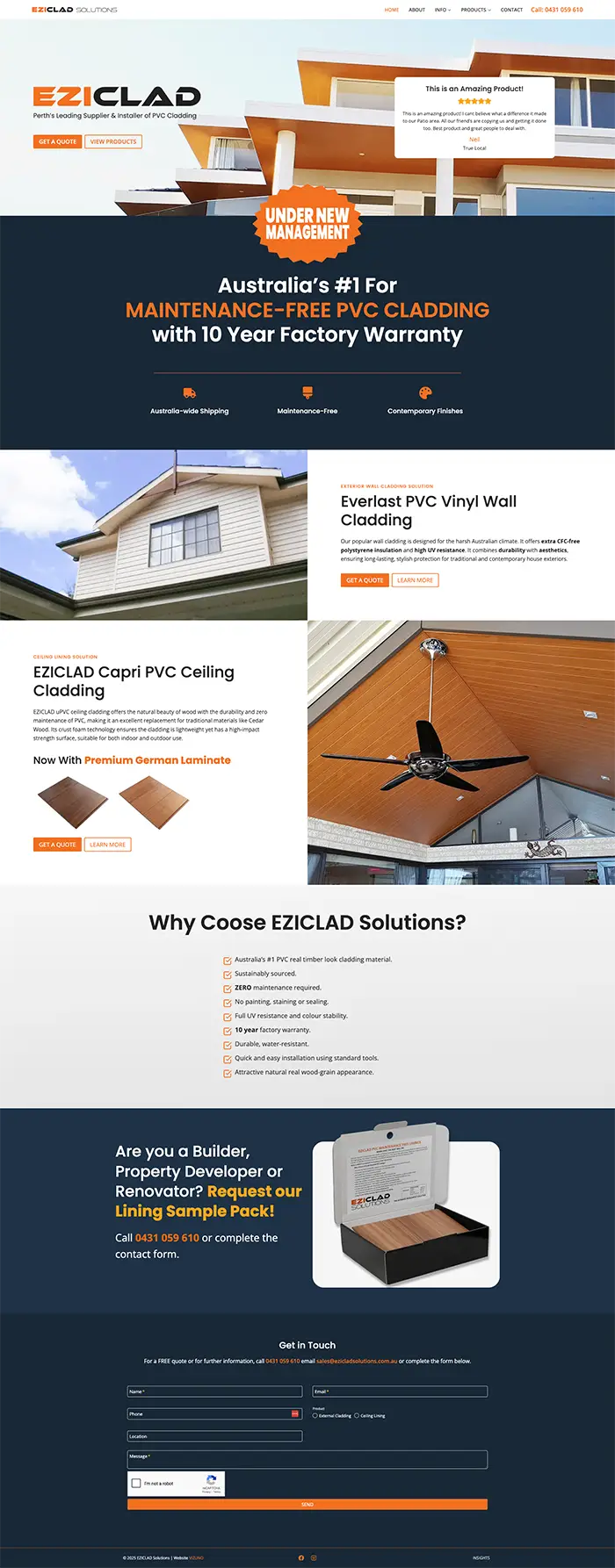 Eziclad Website Redesign - Home